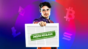 A visionary leader showcasing blockchain technology, a core theme in effective blockchain PR