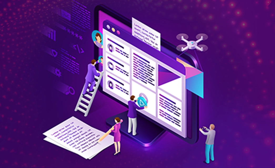 A team works together to create and manage digital assets, the essence of content marketing