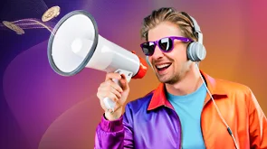 Conceptual image of ico marketing featuring a person holding a luminous ICO sphere and a mind generating ideas