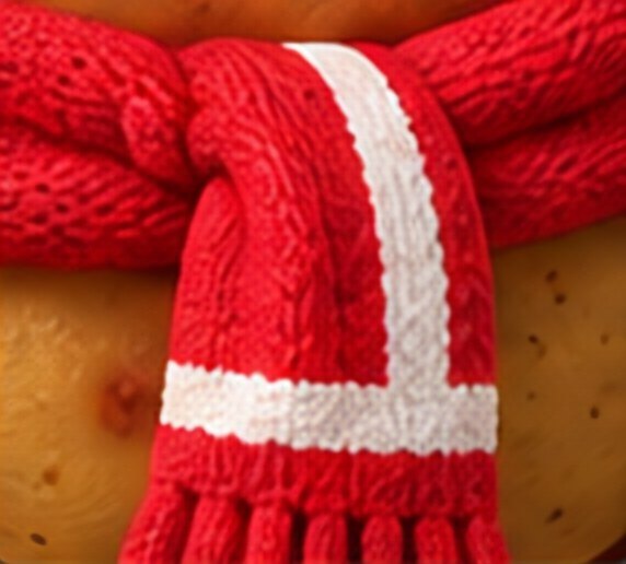 Close-up of Gamja's scarf